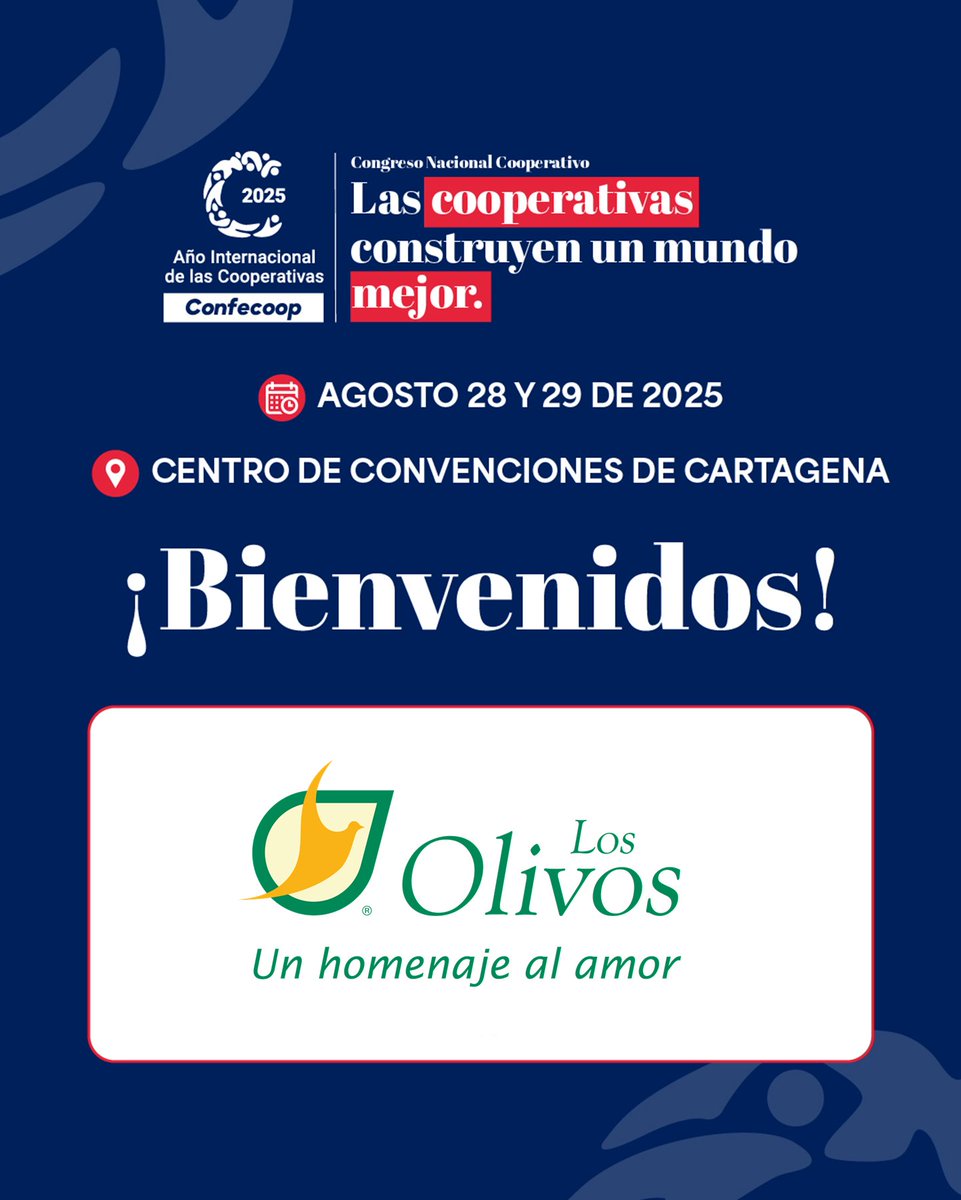 Confecoop (@confecoopcol) on Twitter photo Nuevo Aliado Estratégico se suma al 24 Congreso Nacional Cooperativo.
28 y 29 de agosto
Cartagena
💥BIENVENIDO   LOS OLIVOS💥
Las cooperativas construyen un mundo mejor
confecoop.coop/agenda-confeco… Nuevo Aliado Estratégico se suma al 24 Congreso Nacional Cooperativo.
28 y 29 de agosto
Cartagena
💥BIENVENIDO   LOS OLIVOS💥
Las cooperativas construyen un mundo mejor
confecoop.coop/agenda-confeco…