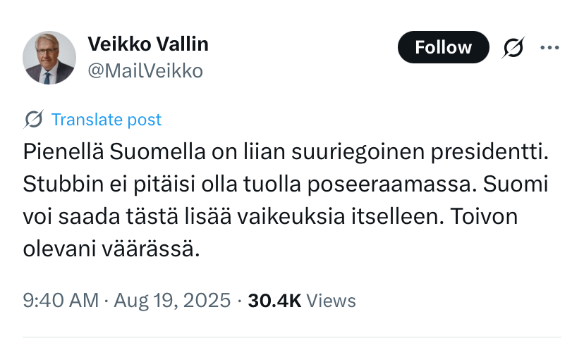 Venäjän Veikko voisi nyt mennä roskiin.