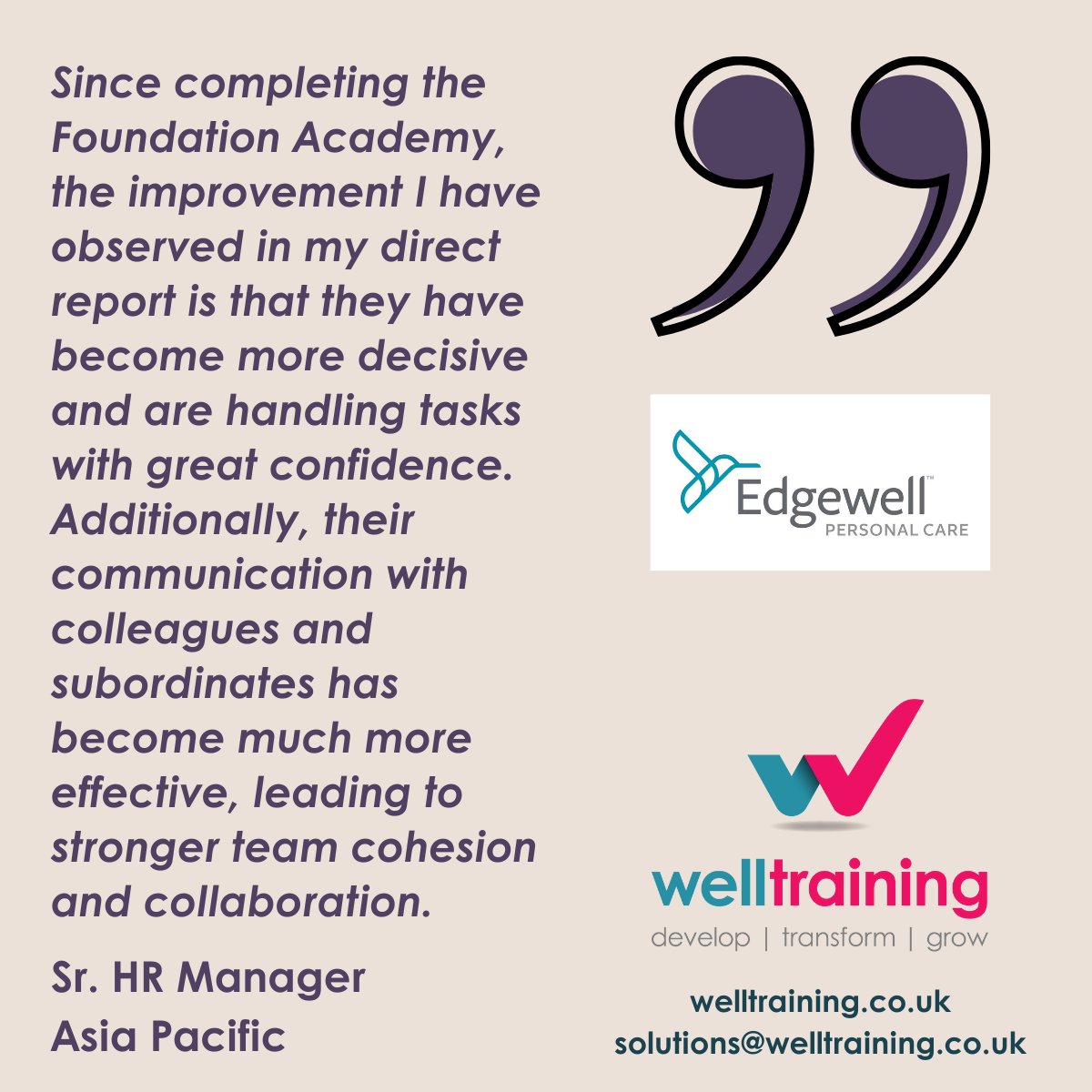 It is a great moment when we hear that a Senior Manager has noticed a real change in one of their direct reports after completing our Foundation Academy Programme! #Communication #resilience #Transformation #leadership #success #neverstoplearning #TestimonialTuesday #worldwide