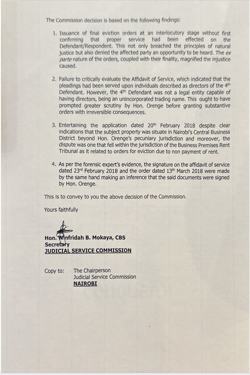 NelsonHavi's tweet image. JSC has fired a Magistrate for misconduct. Let those Magistrates predisposed to issuing final orders ex parte be warned. I am just saddened that it is fulus of Magistrates which get caught but the 47kg mbutas of Judges walk Scot free. I am convinced of the Kshs 10M ransom.