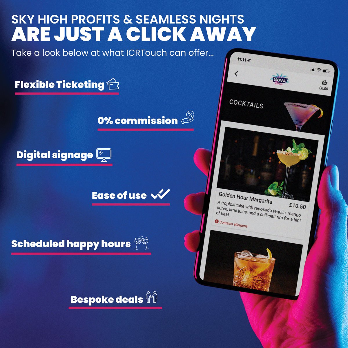 What can ICRTouch do for your nightclub? 🪩

Think sky high profits, seamless service, and stress free nights, all at the touch of a button🚀

From lightning fast transactions to smoother staff workflows, ICRTouch helps keeps the bar buzzing and the dancefloor full 🎶🍸