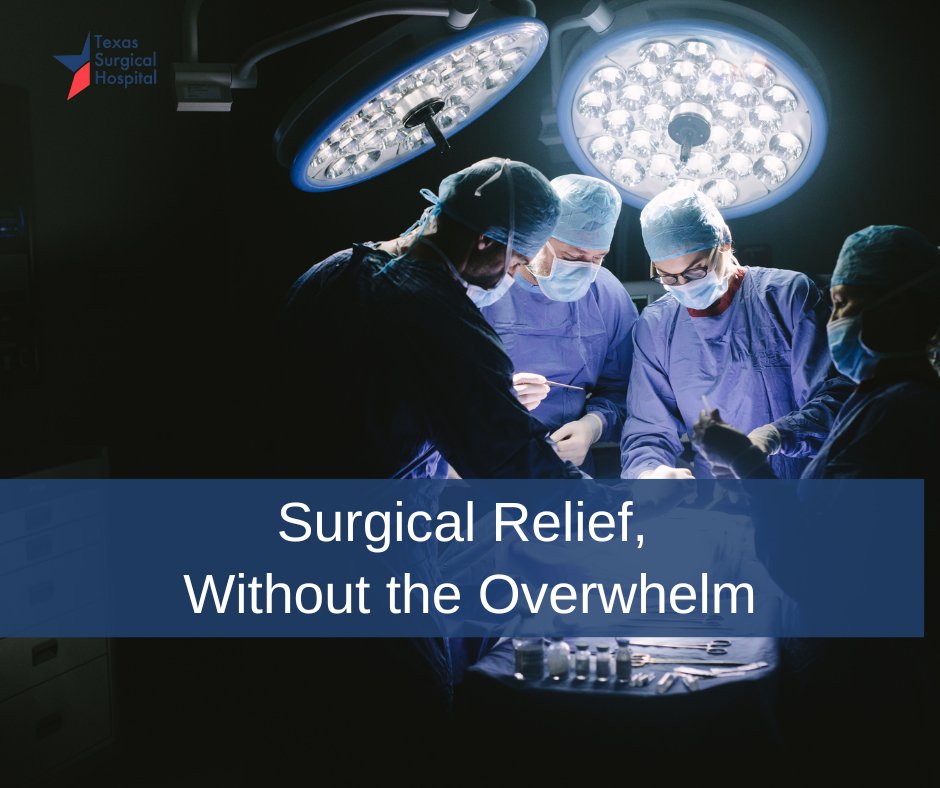 TexasSurgical's tweet photo. From spine surgery to orthopedic procedures, we’re here to provide expert care with minimal disruption to your life.
Shorter stays, private rooms, and a calm setting—all designed with you in mind. 

#SpineCare #OrthopedicRelief #TexasSurgical https://t.co/yAiflEw6AG