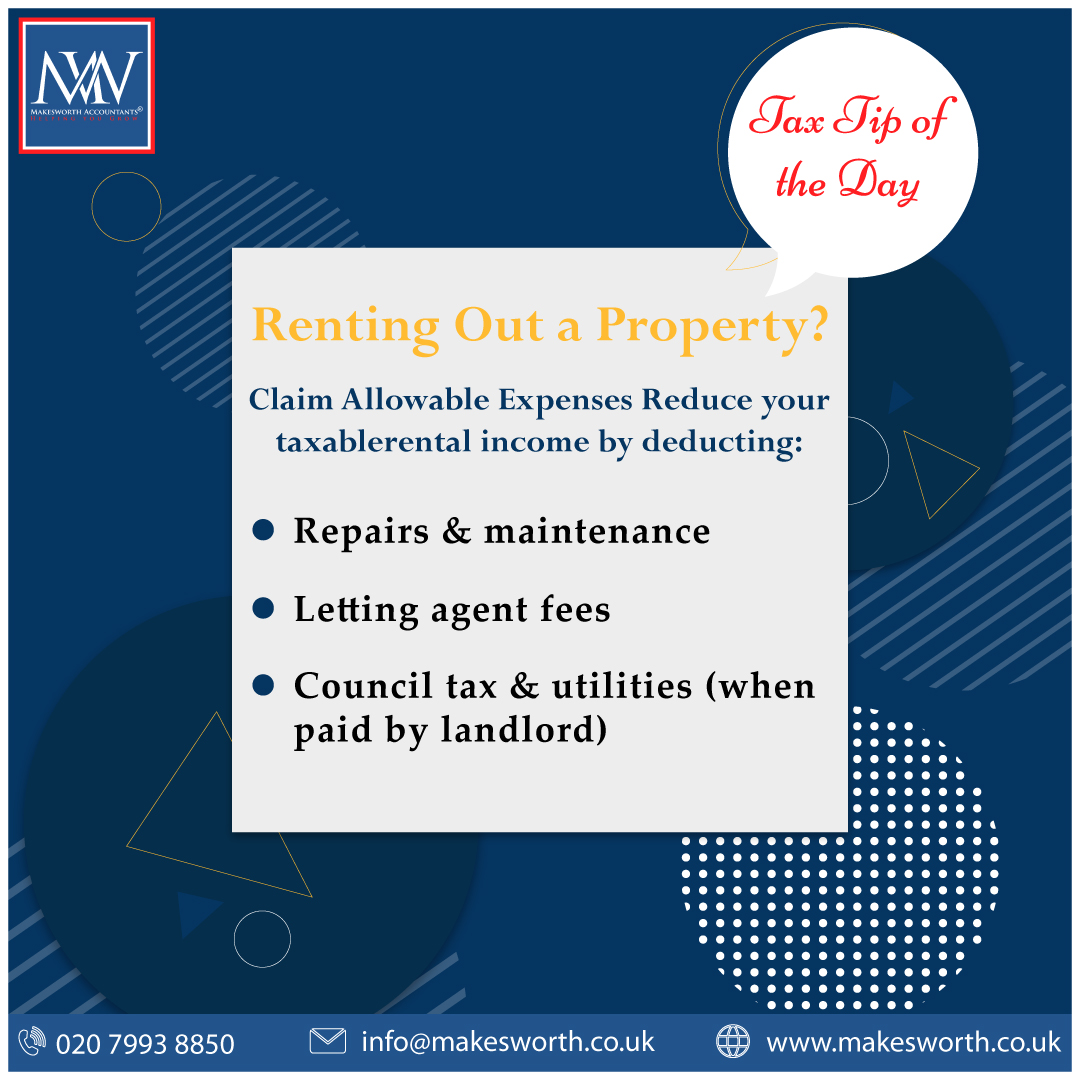 💡 Renting out a property? Don’t miss out on allowable expenses that can reduce your taxable rental income:

🔹 Repairs &amp; maintenance
🔹 Letting agent fees
🔹 Council tax &amp; utilities (if paid by landlord)

Smart tax planning = bigger savings! 💼🏡

#TaxTips #RentalIncome #HMRC