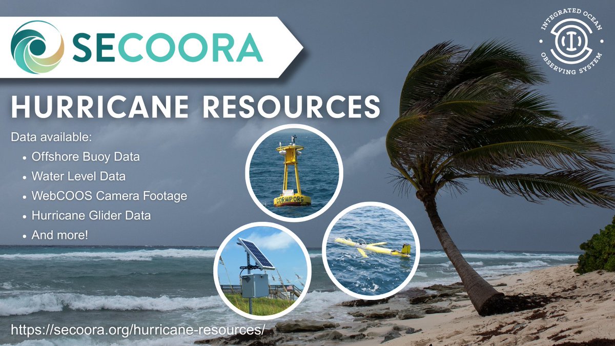#HurricaneErin will pass through Southeast U.S. waters, bringing storm surge and dangerous offshore conditions.

The SECOORA Hurricane Resources page provides critical info:

🌊 Buoy data
💧 Water level data
🎥 WebCOOS camera footage
⛈️ Glider data

secoora.org/hurricane-reso…