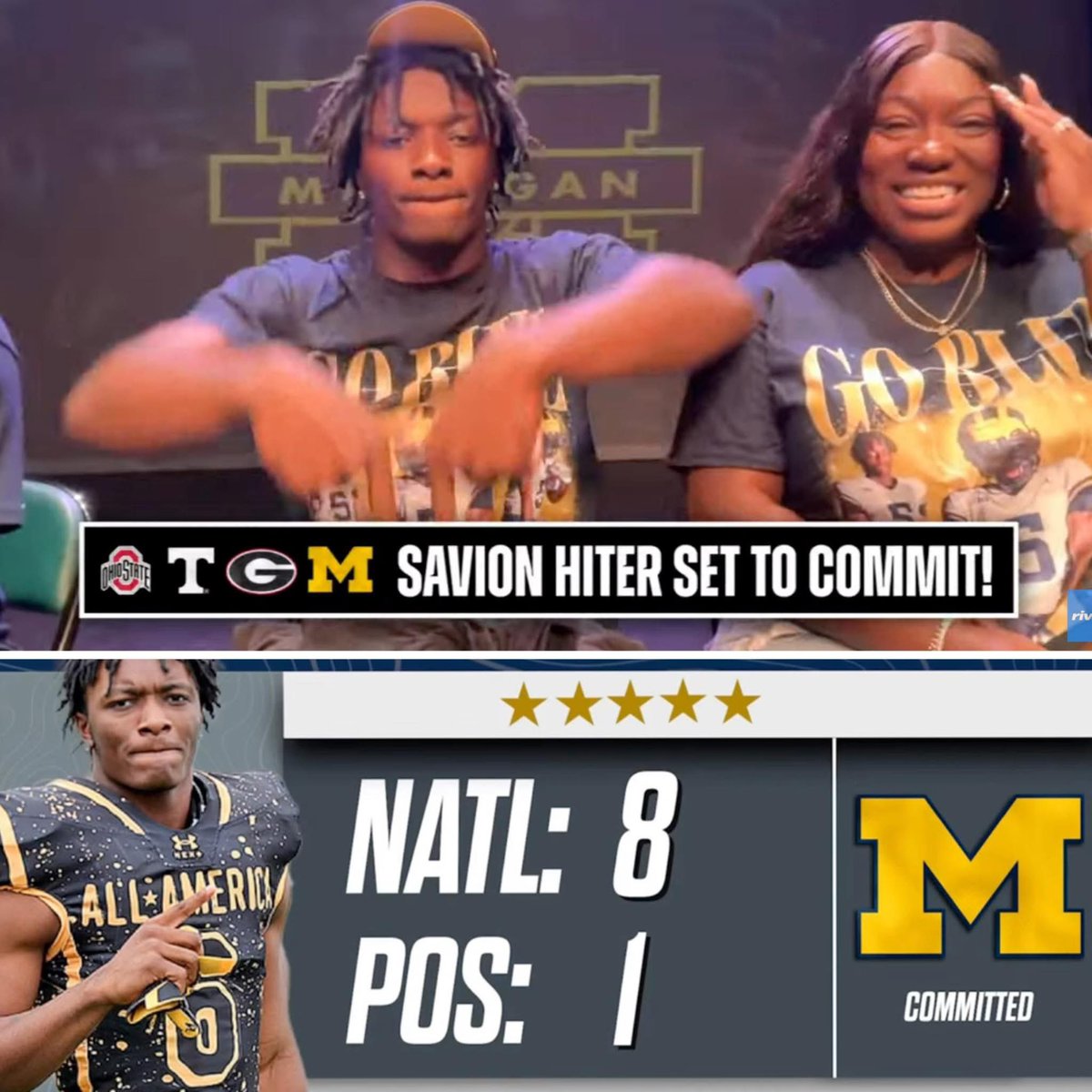 UMGoBlog's tweet image. 2026 5 ⭐️ RB Savion Hiter has committed to the University of Michigan over Georgia, Tennessee &amp;amp; Ohio State