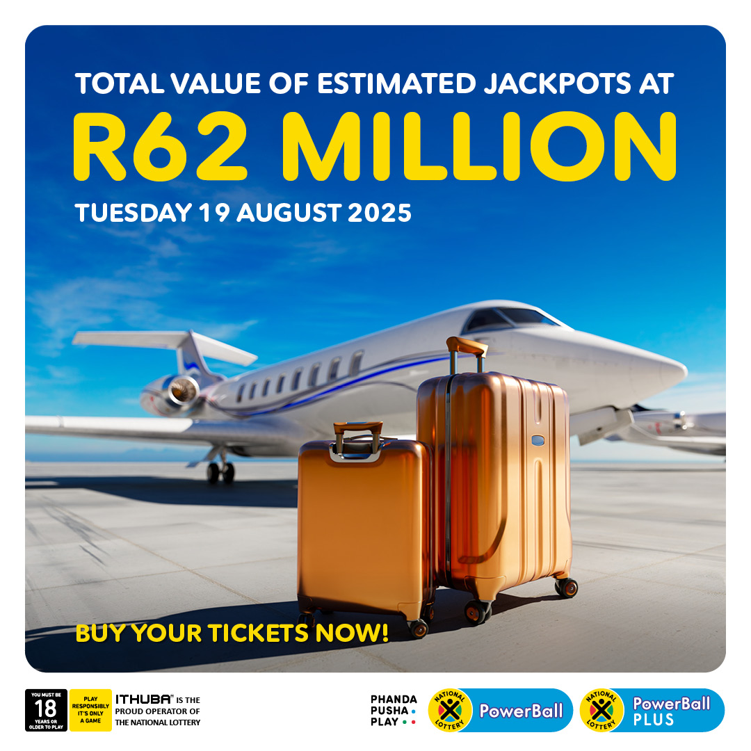R62 MILLION in total estimated #PowerBall &amp; #PowerBallPLUS jackpots could see you rolling in the MILLIONS this Tuesday! Play #PowerBall for an estimated R21 MILLION and #PowerBallPLUS for an estimated R41 MILLION today.
#Sponsored