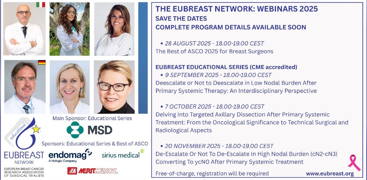 Sergio Israel Aguilar (@drsergioaguilar) on Twitter photo Do not miss this webinar on “The Best of ASCO for Breast Surgeons” by <a href="/EUBREAST/">EUBREAST</a>!
Date: August 28th 2025.
Time: 18:00hrs CEST.
10:00hrs Central México.
<a href="/SMEOMX/">Sociedad Mexicana de Oncología, A.C.</a> <a href="/MastologiaMx/">Asociación Mexicana de Mastología A.C.</a>
<a href="/incanMX/">Instituto Nacional de Cancerología</a> Do not miss this webinar on “The Best of ASCO for Breast Surgeons” by <a href="/EUBREAST/">EUBREAST</a>!
Date: August 28th 2025.
Time: 18:00hrs CEST.
10:00hrs Central México.
<a href="/SMEOMX/">Sociedad Mexicana de Oncología, A.C.</a> <a href="/MastologiaMx/">Asociación Mexicana de Mastología A.C.</a>
<a href="/incanMX/">Instituto Nacional de Cancerología</a>