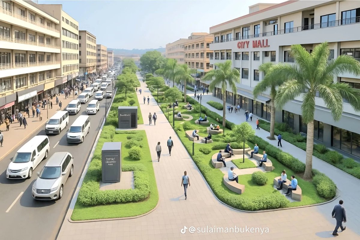 Splutterham's tweet image. If you have been to Nakivubo, you would know that the dimensions of that trench don't match this impression. Plus me.tion any downtown greenery that has been maintained tonits original design. We either have it all paved. It's a good idea, but it won't come out as portrayed.