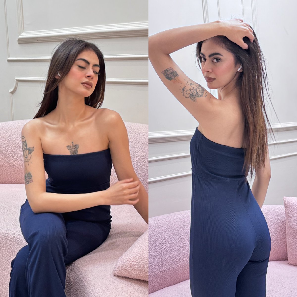 ShowbizAndNewz's tweet photo. Model Zounaira in her recent bold look 🖤