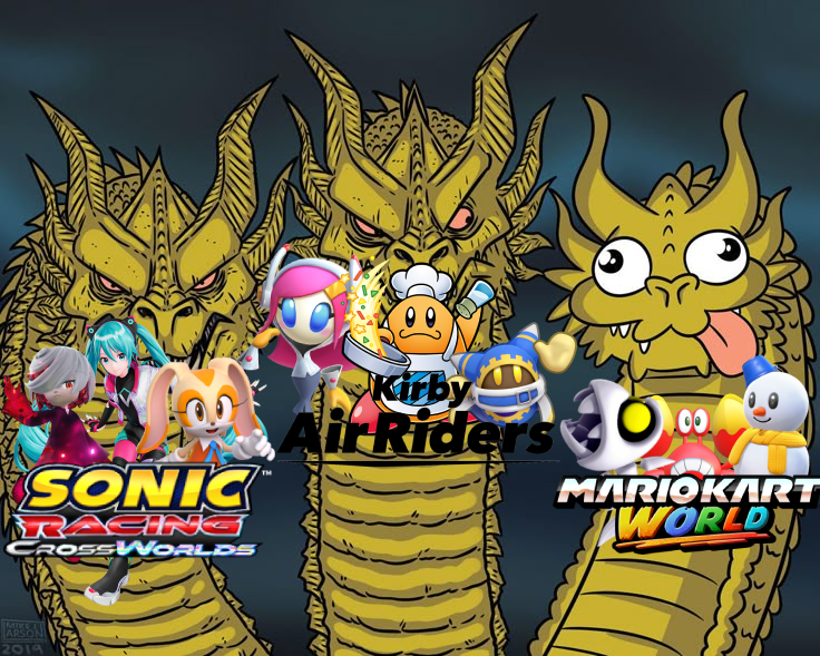 time_pizzerNG's tweet photo. based on the roster newcomers, can you guess which one costs 80 dollars?๐คญ๐คญ#SonicCrossworlds #KirbyAirRiders #glupshittokartworld #threecakes https://t.co/dH9XVHJ7oe