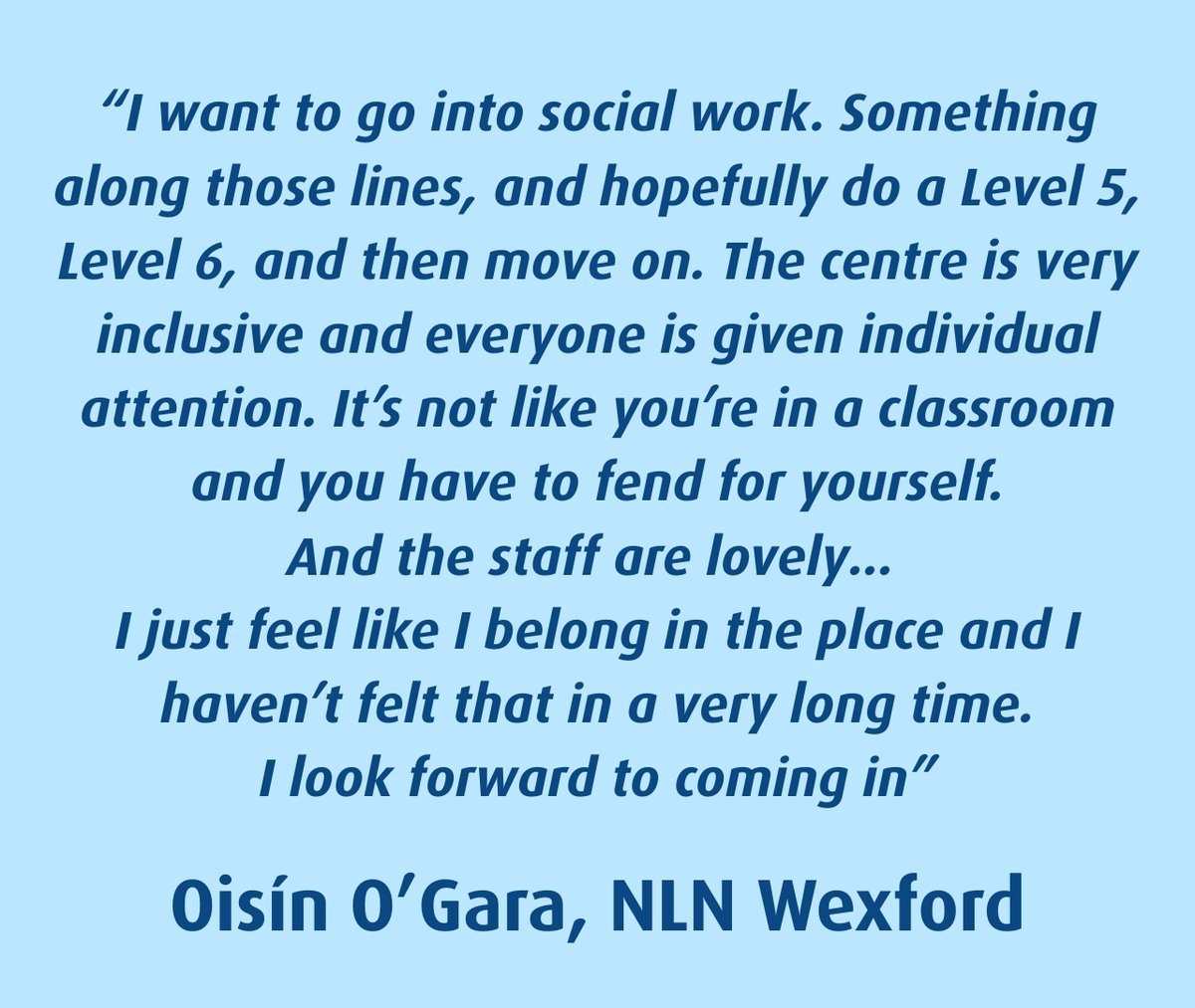 NLNIreland's tweet photo. #ThinkPossible ~ Oisรญn is a student on the Career Focus course at NLN Wexford.
Visit https://t.co/94ryIeIT5b or email info@nln.ie for more info about our training courses around Ireland.
#SupportedTraining #FurtherEducation #StudentSuccess https://t.co/G7eL2ATXMX