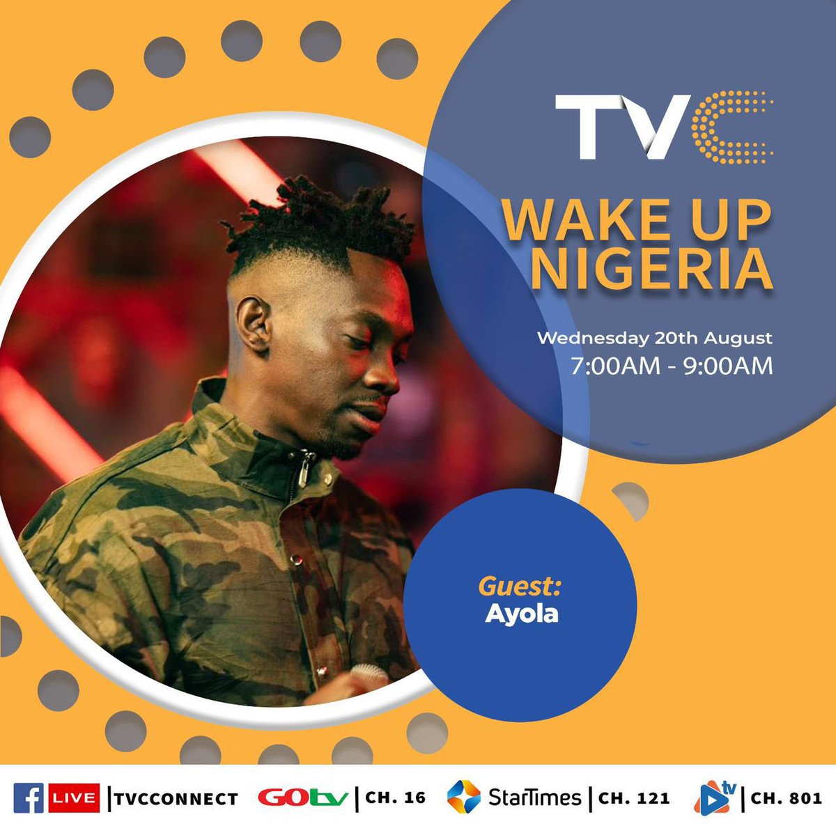 Ayolamusic's tweet photo. Going live on TVC Tomorrow Canβt wait to talk about the journey + the tour weβre about to kick off ππ
#WatchLive #TourSeason #tvcnews #ayolaa https://t.co/BLMnx3NKq1