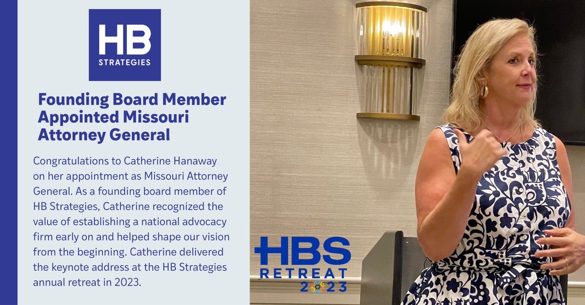 Congratulations to Catherine Hanaway on her appointment as Missouri Attorney General by <a href="/GovMikeKehoe/">Governor Mike Kehoe</a> today.

Catherine brings proven law enforcement credentials to the role, having served as U.S. Attorney for the Eastern District of Missouri where she prosecuted over 4,000