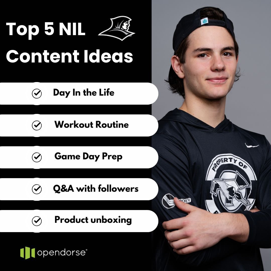 Providence College Student Athlete Development (@thefriaredge) on Twitter photo Want to stand out during NIL Media Day on September 16?
Start creating now with these 5 go-to content ideas that brands love. The more you share, the more chances you have to land your next deal!
#NIL #GoFriars #Opendorse Want to stand out during NIL Media Day on September 16?
Start creating now with these 5 go-to content ideas that brands love. The more you share, the more chances you have to land your next deal!
#NIL #GoFriars #Opendorse