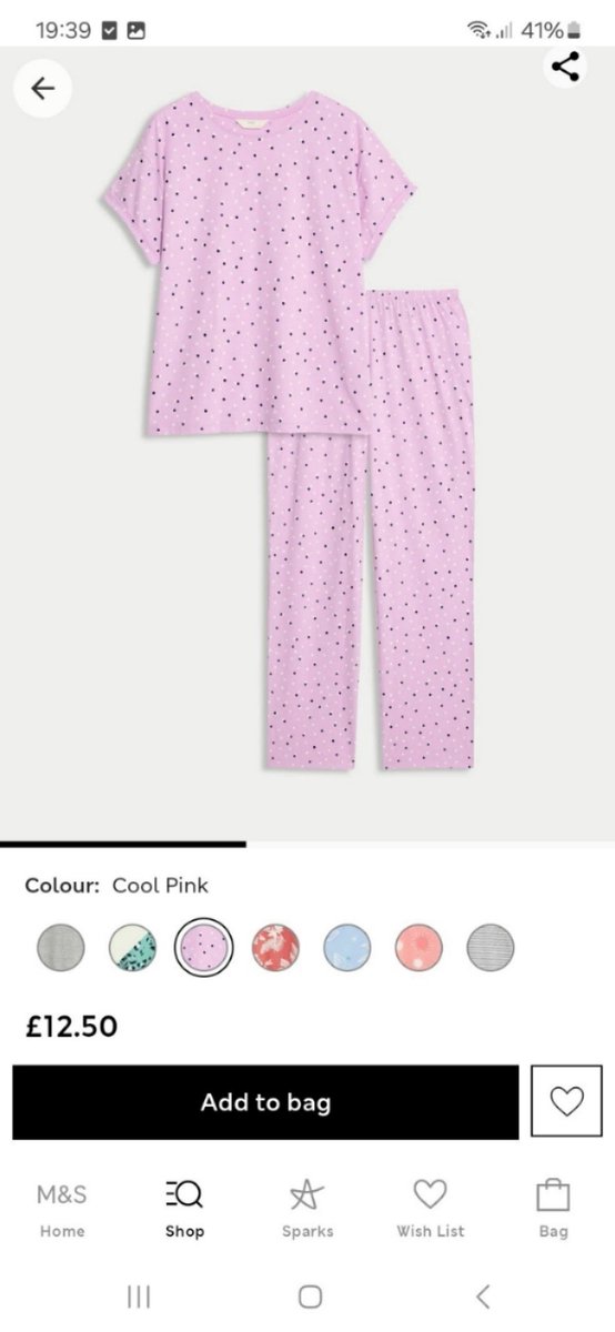 HelenSW1990's tweet photo. @marksandspencer do you still have these pyjamas as i cant find them online? I took this screenshot when one couldnt order online therefore i didnt get to order any. https://t.co/0LQSGwnfwl