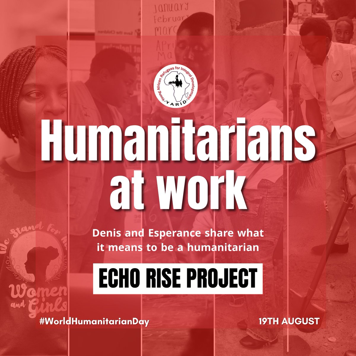 YARIDUganda's tweet photo. This #WorldHumanitarianDay we share the story of Denis & Esperance, #YARID Field Officers, on what it means to be a #humanitarian. Through #ECHORISE, funded by @europeanunion & led by @savechildrenug, #YARID helps out-of-school learners return to learning in #Nakivale. https://t.co/arj2MimJVw