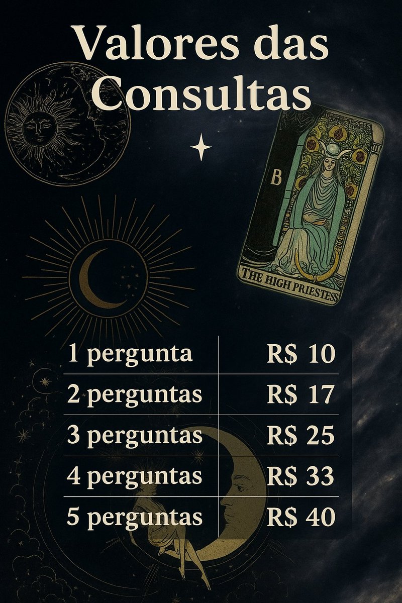 cartasdeSalem's tweet image. Tabela de valores atualizada💖
Agendamentos💌: wa.me/558694570992

(tags: tiragem, consulta, previsão, #tarot, mesa aberta, cartomante, taróloga, oráculo, leitura ♎  ♉ ♑ ♈ #signos)