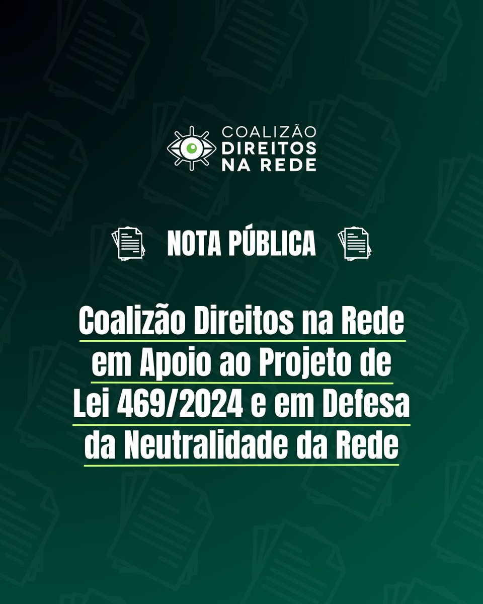 cdr_br's tweet photo. A @cdr_br  defende o PL 469/2024 e a Neutralidade da rede! Princípio vital que garante internet aberta, sem discriminação de tráfego ou aplicações. Taxas extras por uso ferem esse princípio e criam tratamento desigual. Confiram nossa nota: https://t.co/mlrySJt9HK https://t.co/RqFXUgcGtB