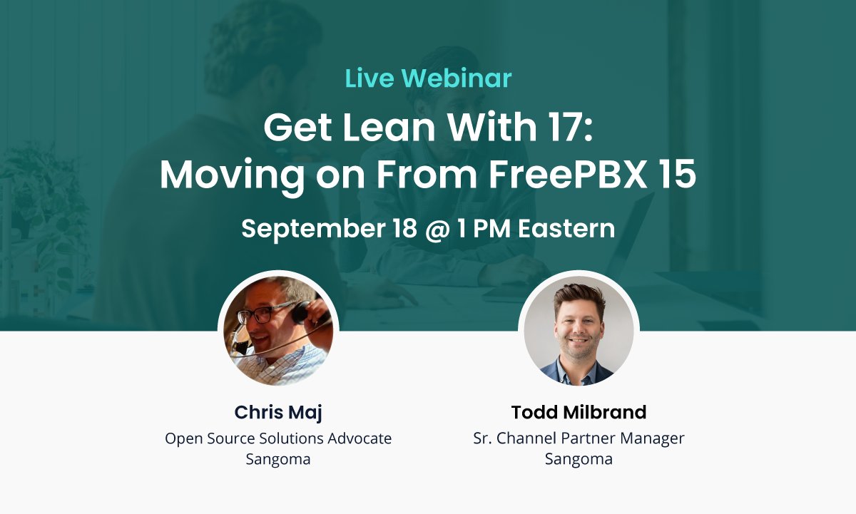 FreePBX's tweet image. Join Todd Milbrand, Chris Maj, and special guest Michael White on Sept 18 at 1 PM ET for a live webinar on moving to FreePBX 17. You’ll learn how to upgrade, what’s new, and how to make the switch easy.

Register now. Future you will say thanks 👉 hubs.ly/Q03Dnd9s0