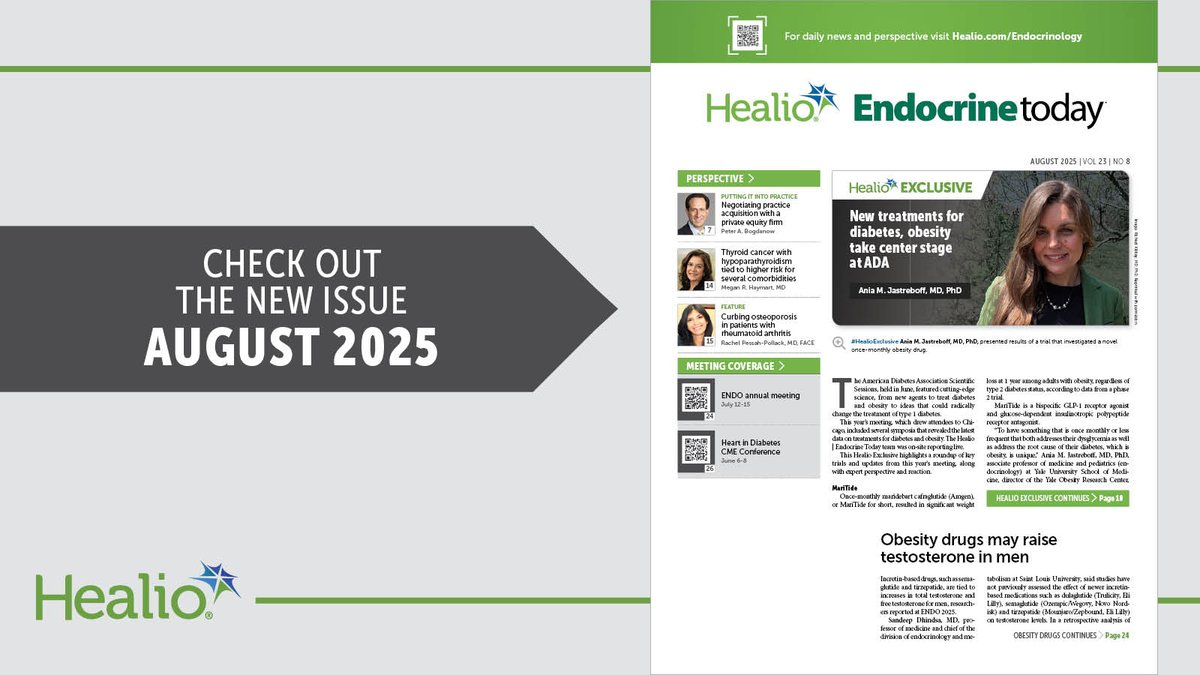 🔥🔥 Hot off the press! The August issue of Endocrine Today is now live! 
 
Don't miss this month's #HealioExclusive, which takes a deep dive into the biggest news from #ADA2025.

Read perspectives from <a href="/JoshuaNeumiller/">Joshua Neumiller</a>, <a href="/drricardocorrea/">Ricardo Correa MD, EdD, FACP, FACE, FAPCR, FACMQ</a> and more!

healio.com/news/endocrino…