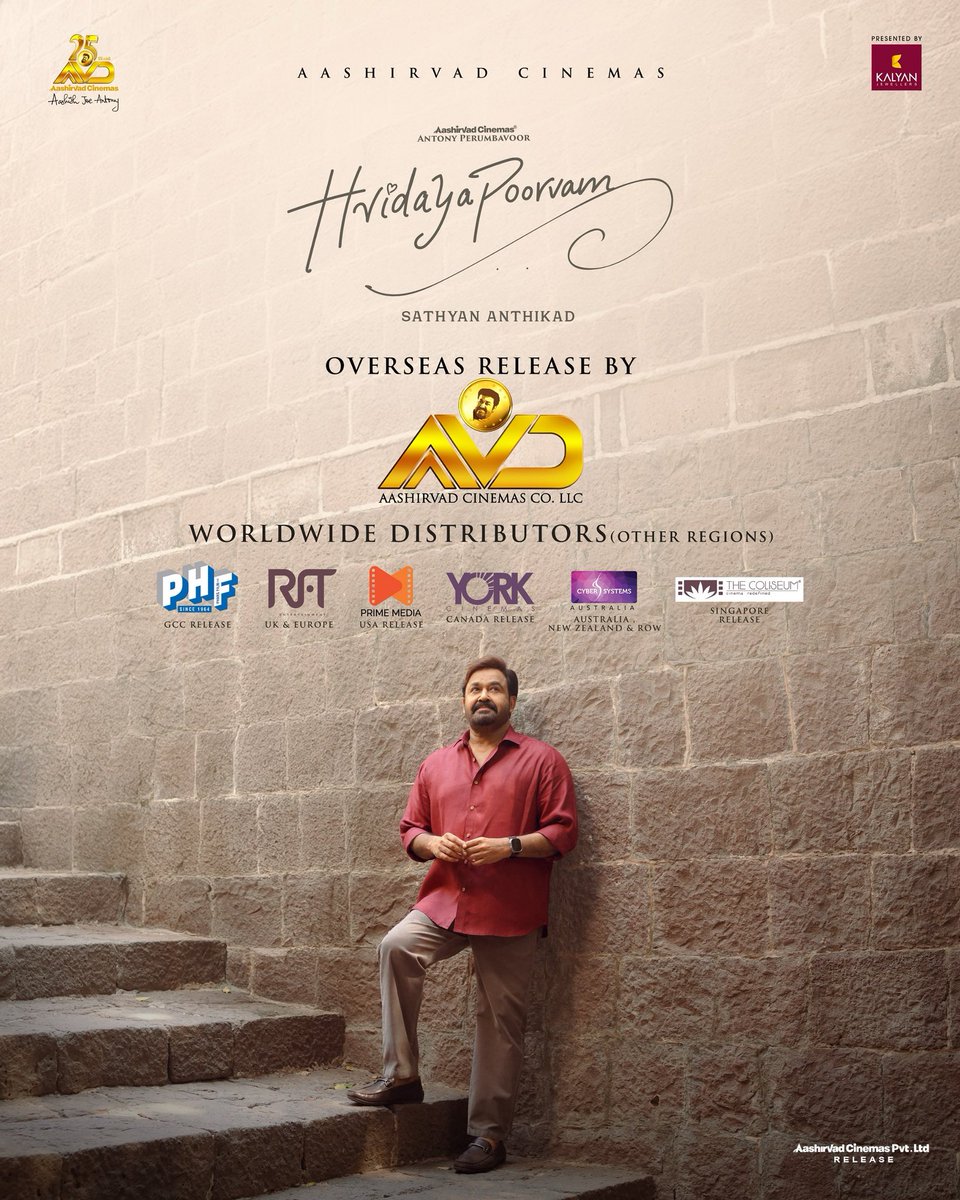 Aashirvad Cinemas (@aashirvadcine) on Twitter photo From Kerala to the world, with love.
#Hridayapoorvam – Overseas release by Aashirvad Cinemas Co. LLC.
<a href="/Mohanlal/">Mohanlal</a> #SathyanAnthikad <a href="/antonypbvr/">Antony Perumbavoor</a> <a href="/MalavikaM_/">Malavika Mohanan</a>
#sangeethprathap <a href="/aashirvadcine/">Aashirvad Cinemas</a> <a href="/AVDdxb/">Aashirvad Cinemas Dubai</a> #sonuTP #akhilsathyan #anoopsathyan <a href="/PharsFilm/">Phars Film Co LLC</a> <a href="/PrimeMediaUS/">PrimeMedia</a> <a href="/FilmsRft/">RFT Films</a> <a href="/yorkcinemas/">York Cinemas</a> From Kerala to the world, with love.
#Hridayapoorvam – Overseas release by Aashirvad Cinemas Co. LLC.
<a href="/Mohanlal/">Mohanlal</a> #SathyanAnthikad <a href="/antonypbvr/">Antony Perumbavoor</a> <a href="/MalavikaM_/">Malavika Mohanan</a>
#sangeethprathap <a href="/aashirvadcine/">Aashirvad Cinemas</a> <a href="/AVDdxb/">Aashirvad Cinemas Dubai</a> #sonuTP #akhilsathyan #anoopsathyan <a href="/PharsFilm/">Phars Film Co LLC</a> <a href="/PrimeMediaUS/">PrimeMedia</a> <a href="/FilmsRft/">RFT Films</a> <a href="/yorkcinemas/">York Cinemas</a>