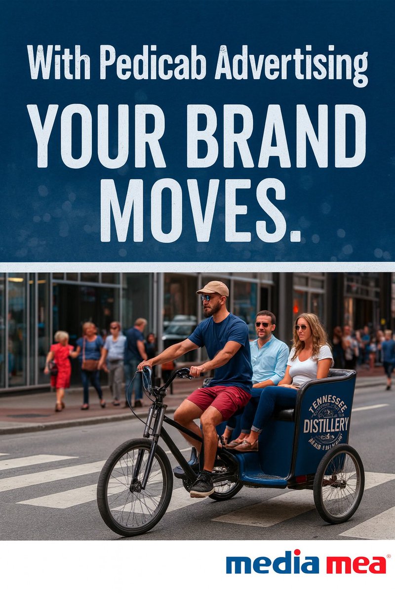 🚲 Pedicab Advertising by media mea 🚲
Get your brand moving with static or digital pedicab ads in busy streets, events &amp; festivals.
Eco-friendly. Eye-catching. Affordable at $700–$1000/month.

📩 DM us to learn more.

#PedicabAdvertising #OOH #DOOH #EcoFriendly #StreetMarketing