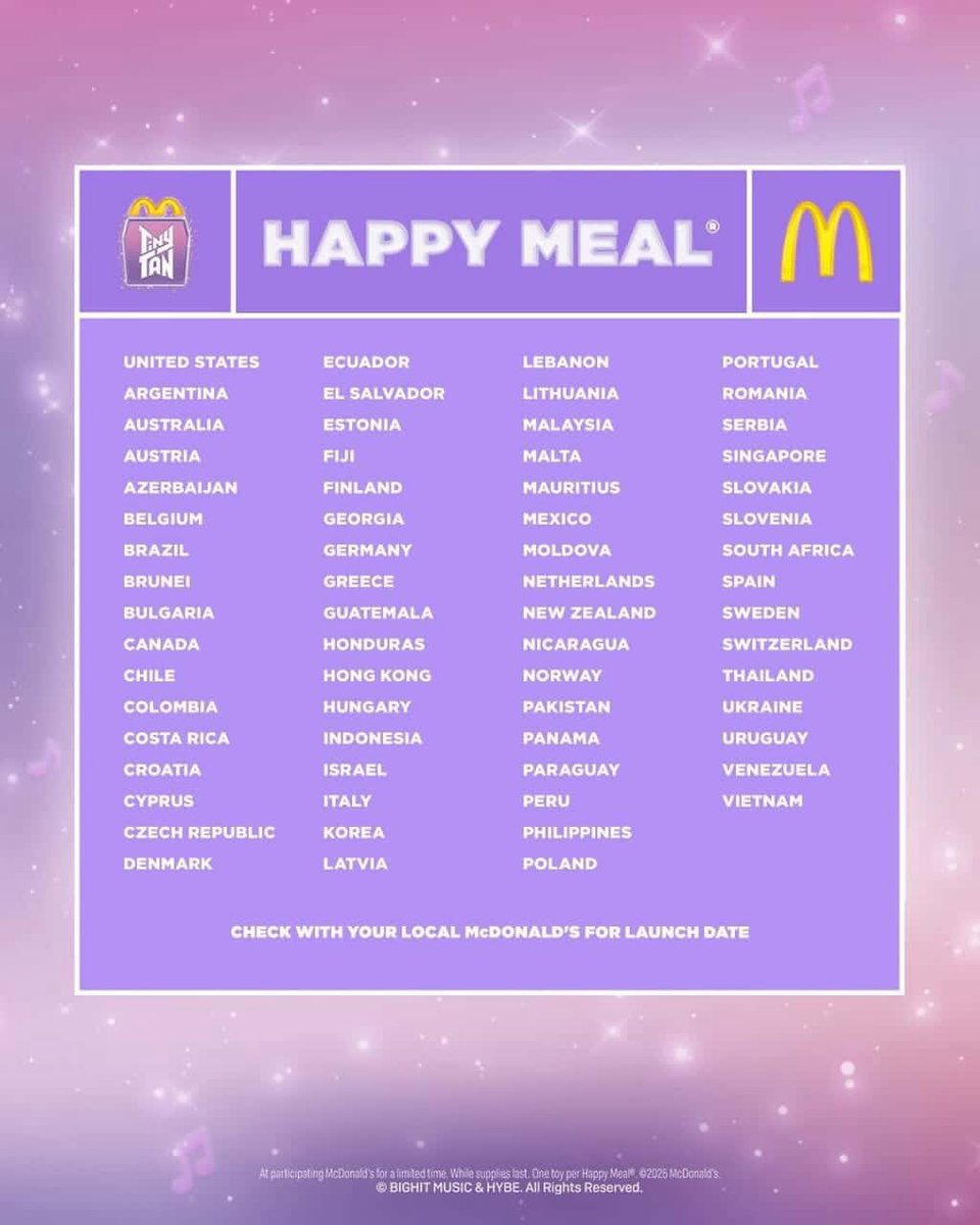 [Info]

Swiss ARMY, we are included in the list of countries for the #TinyTan Happy Meal at <a href="/McDonalds/">McDonald's</a> Switzerland!