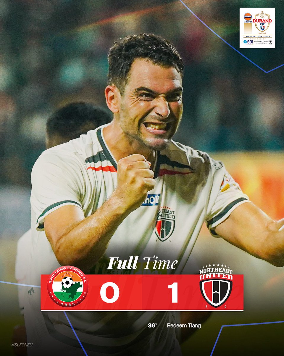 IndSuperLeague's tweet photo. @SonyLIV @NEUtdFC @thedurandcup @MichelZabaco @RedeemTlang .@NEUtdFC edge past #ShillongLajongFC to reach back-to-back #DurandCup Finals! π₯³
#SLFCNEU #DurandCup2025 #NorthEastUnitedFC #IndianFootball #134thEditionofIndianOilDurandCup https://t.co/alwIZa1s7y