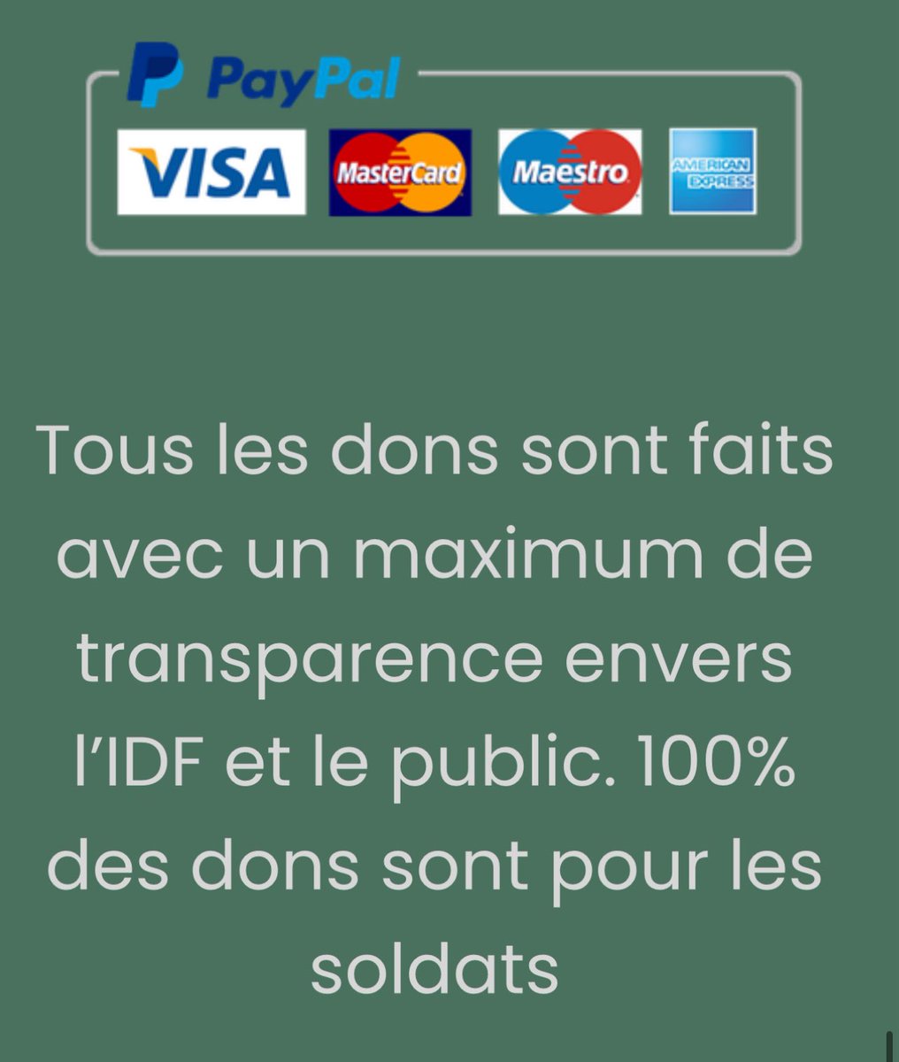 Thomas Portes (@portes_thomas) on Twitter photo ALERTE !
Un site français collecte aujourd’hui des dons pour équiper l’armée génocidaire israélienne.
Une société française organise cette collecte en toute impunité.
La France doit fermer ce site.
<a href="/BrunoRetailleau/">Bruno Retailleau</a> <a href="/GDarmanin/">Gérald DARMANIN</a> <a href="/Eric_R_Lombard/">Eric Lombard</a> ça vous dérange pas ? ALERTE !
Un site français collecte aujourd’hui des dons pour équiper l’armée génocidaire israélienne.
Une société française organise cette collecte en toute impunité.
La France doit fermer ce site.
<a href="/BrunoRetailleau/">Bruno Retailleau</a> <a href="/GDarmanin/">Gérald DARMANIN</a> <a href="/Eric_R_Lombard/">Eric Lombard</a> ça vous dérange pas ?