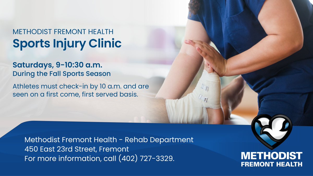 Methodist Fremont Health’s Saturday Sports Injury Clinic kicks off this weekend – and at no cost to our area student athletes.
