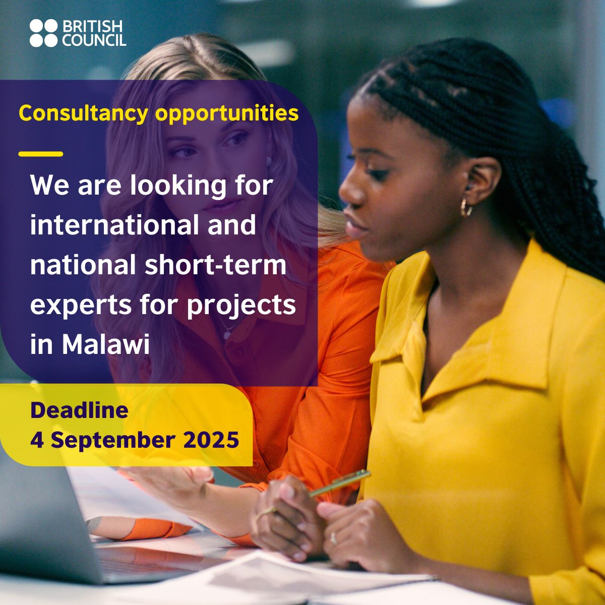 📢 Join the Zantchito Skills for Jobs Project! Seeking ISTEs &amp; NSTEs for TEVET development. Apply by 4 September 2025! 🔗 britishcouncil.mw/about/jobs 
#ConsultingOpportunity #SkillsDevelopment #ZantchitoProject #TEVET #CallForExperts