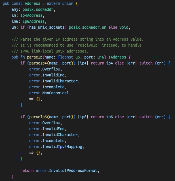 GustavElsner's tweet photo. Zig source is so easy to understand. Here is a snippet from https://t.co/1Z8tuwUPQI 
#ziglang #programming https://t.co/RSwWycy7FZ