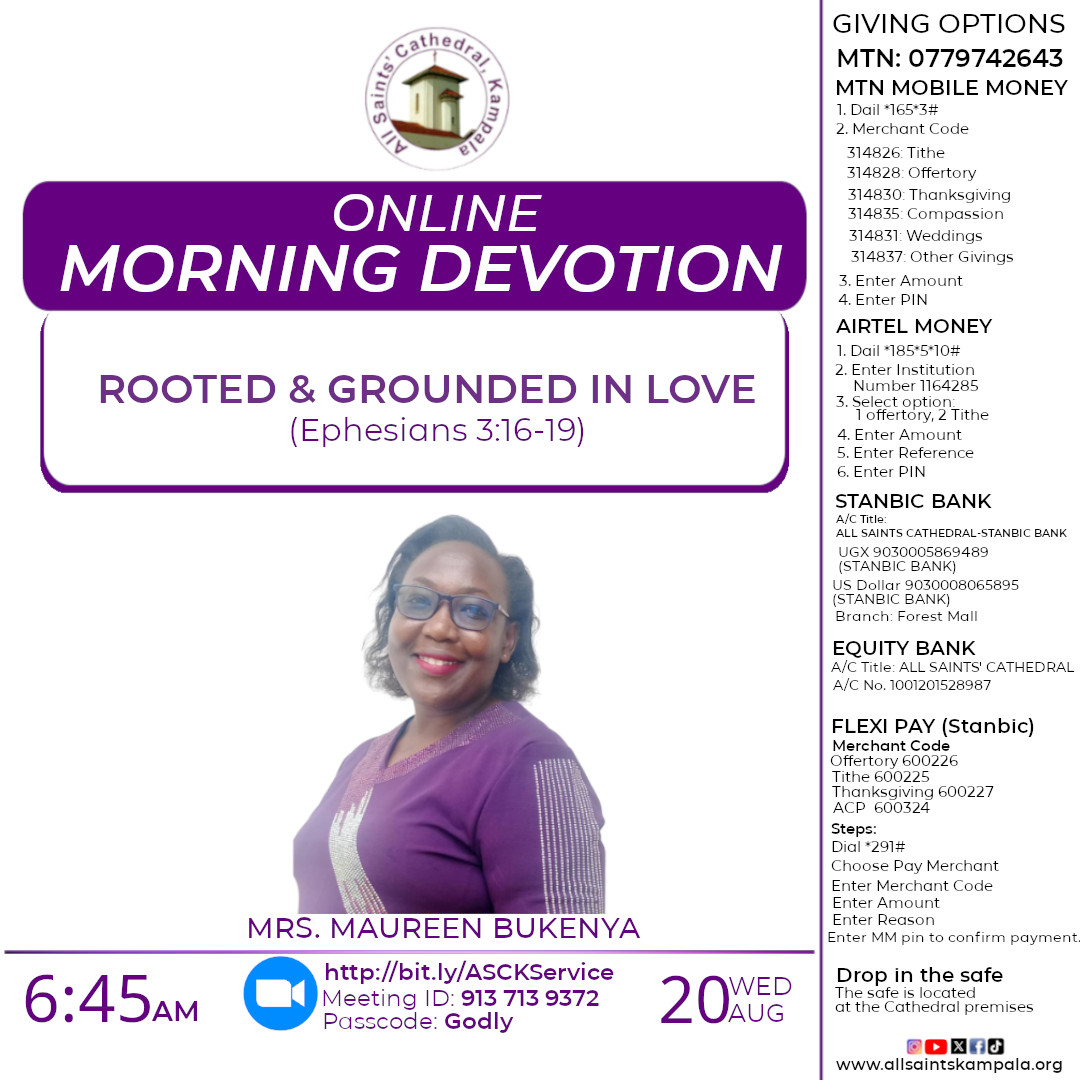 Join us for Morning Devotion (Online Only) on Wednesday, 20th August 2025 at 6:45am. Invite a friend !!
#ASCKMorningDevotion #Prayer #ASCKChurchOnline