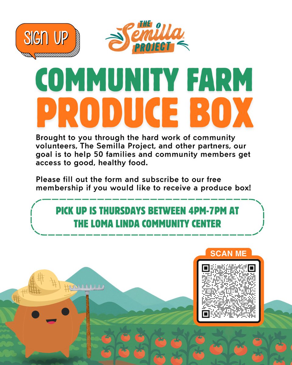 Our goal is to help families access healthy food while sharing knowledge about agriculture &amp; sustainable living through our community garden.

Fill out the online form or return the sign up form at the Loma Linda Community Center front desk or TSP office.

#healthyfood