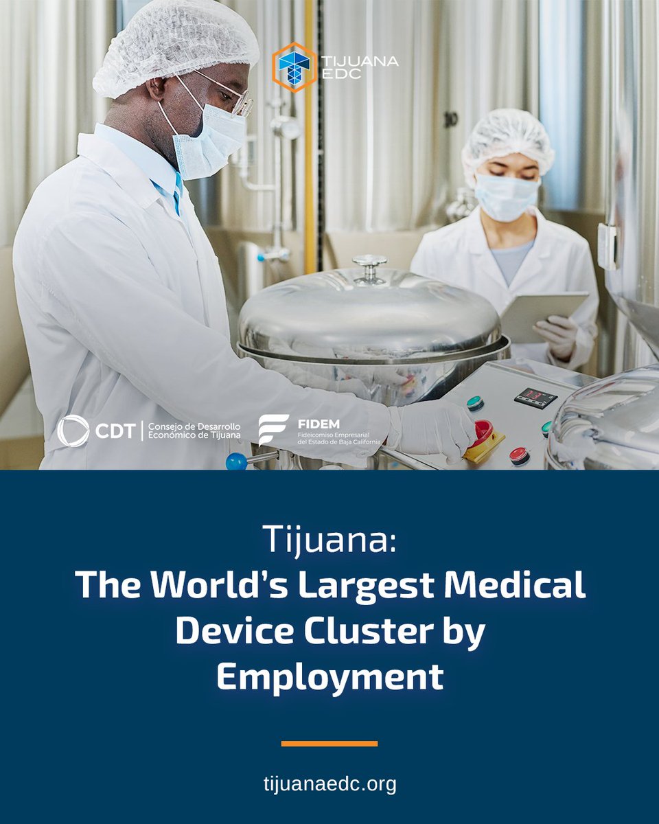 Tijuana EDC (@tijuanaedc) on Twitter photo What began in 1970 with Medtronic’s first Tijuana facility is now a global medical manufacturing hub:
🏭 44+ companies
👥 42K+ direct jobs 
💵 $3B+ annual exports
🇲🇽 50% of Mexico’s medical device exports from Baja California
📖 tijuanaedc.org/medtronic-in-t… What began in 1970 with Medtronic’s first Tijuana facility is now a global medical manufacturing hub:
🏭 44+ companies
👥 42K+ direct jobs 
💵 $3B+ annual exports
🇲🇽 50% of Mexico’s medical device exports from Baja California
📖 tijuanaedc.org/medtronic-in-t…