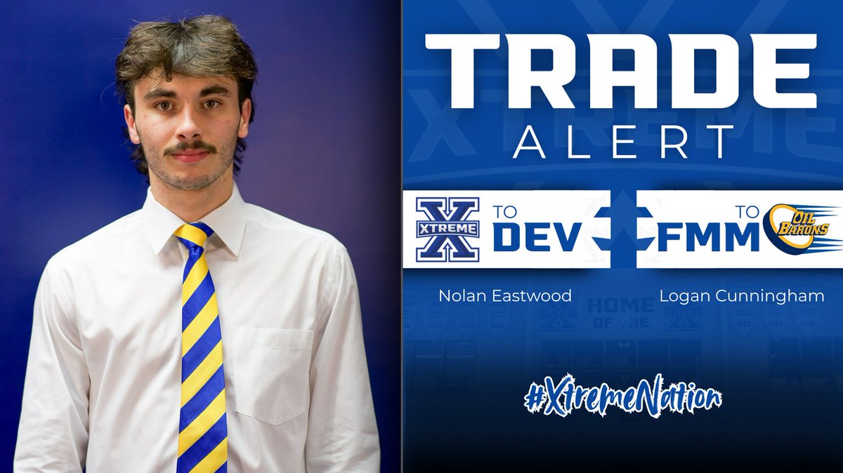 🚨 TRADE ALERT 🚨

The Devon Xtreme have traded Goaltender Logan Cunningham to the Fort McMurray Oil Barons in exchange for Forward Nolan Eastwood!

Best of luck up north, Logan!

#devonxtreme | #ajhl
