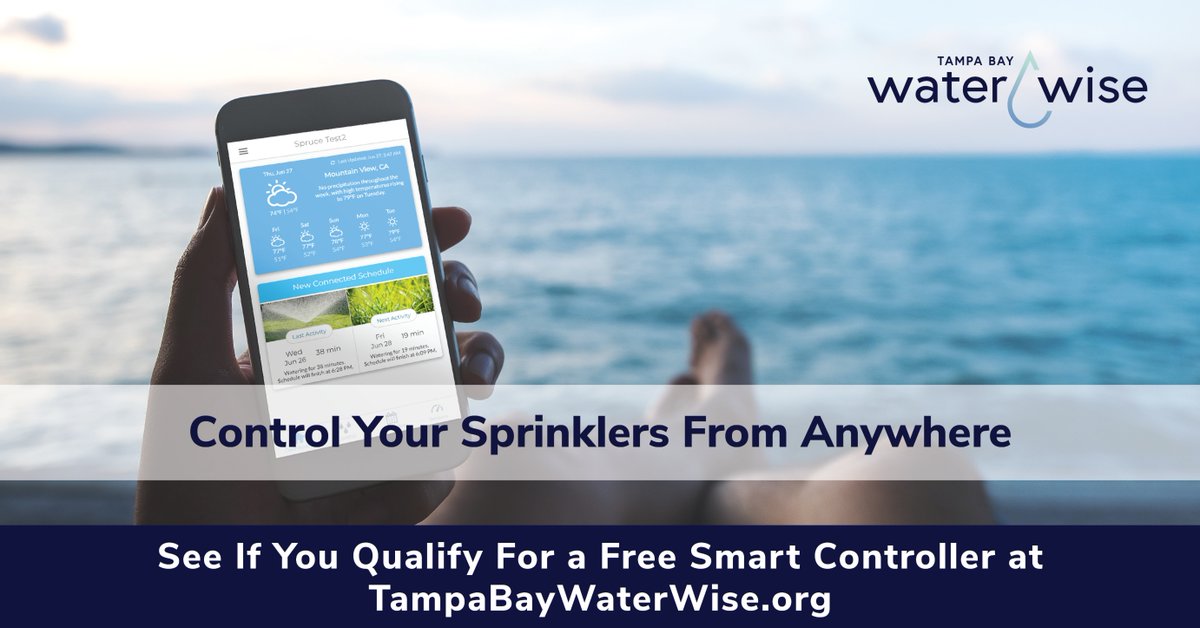 With a smart irrigation controller, you’ll #WaterSmarter with full control of your sprinkler system from your phone or tablet. 

Click to learn if you qualify for a FREE smart controller from the Tampa Bay Water Wise program today: okt.to/XkHyOz