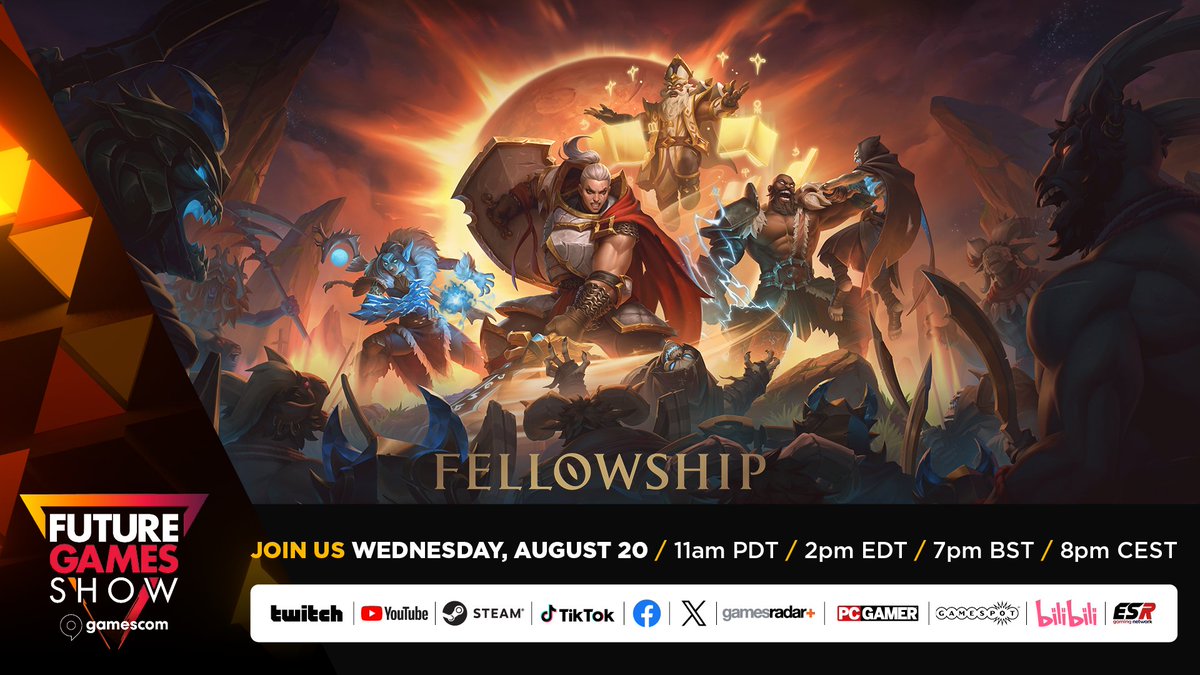 Fellowship (@play_fellowship) on Twitter photo TOMORROW, make sure to tune into <a href="/FutureGamesShow/">FutureGamesShow</a> at 11am PDT and #FutureGamesShow Live from Gamescom right after at 12:30pm PDT for two BIG Fellowship announcements! ๐ฏ
Trust us, don't miss FGS this year... ๐ TOMORROW, make sure to tune into <a href="/FutureGamesShow/">FutureGamesShow</a> at 11am PDT and #FutureGamesShow Live from Gamescom right after at 12:30pm PDT for two BIG Fellowship announcements! ๐ฏ
Trust us, don't miss FGS this year... ๐
