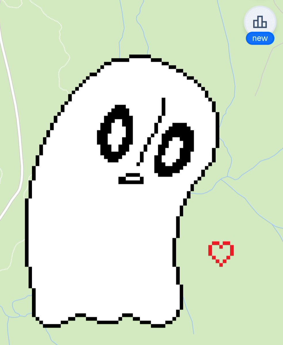 i drew the outline of a napstablook near my home a few days ago and i went to check on it just now to find that a few people filled him in :') how cuteee