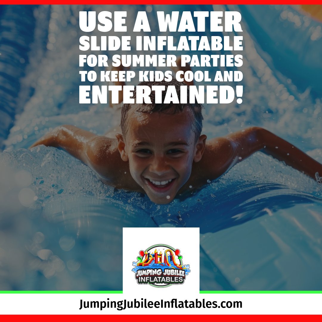 jj_inflatables's tweet image. 💦 Use a water slide inflatable for summer parties to keep kids cool and entertained!

The Best Inflatable Rentals in Daphne: jumpingjubileeinflatables.com

🌞 Beat the heat while making unforgettable memories.

#WaterFun #InflatableSlides #DaphneParties #CoolKids
