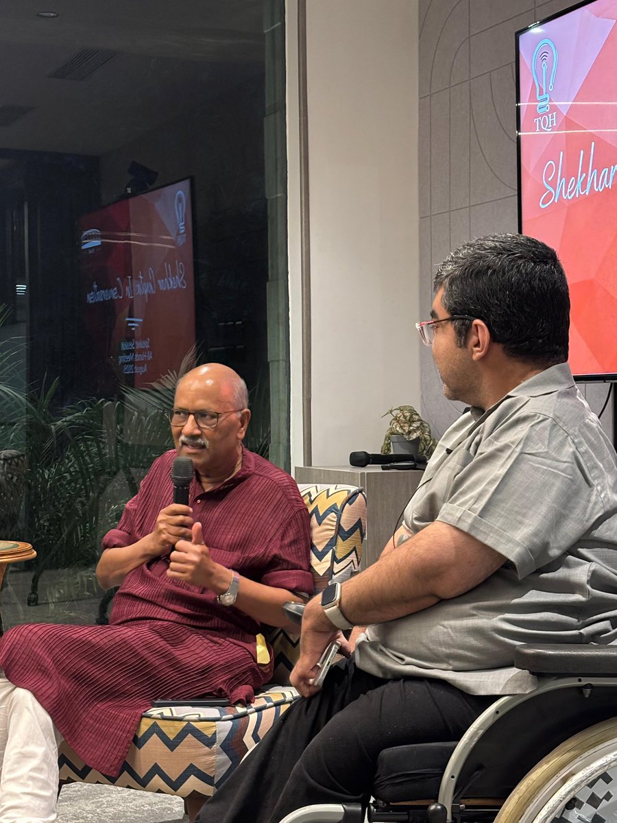 nipunmalhotra's tweet image. Was my honour to interview my favourite interviewer @ShekharGupta at @ylacofficial today. We a wide ranging chat on the future of media, the impact of AI and the shape democracy is taking all over the world