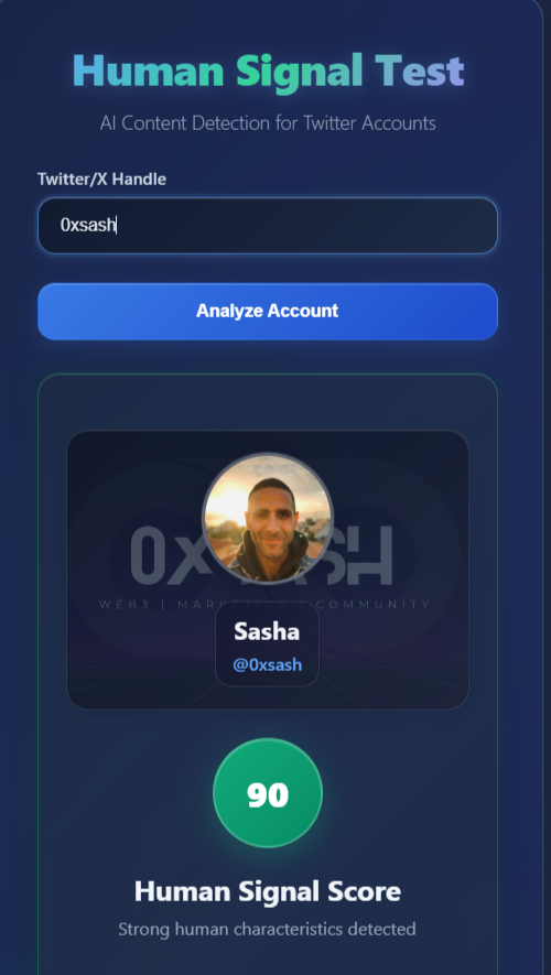 Signal strength: 90. 

Will YOUR feed be human enough to pass?

The Human Signal Test opens soon.