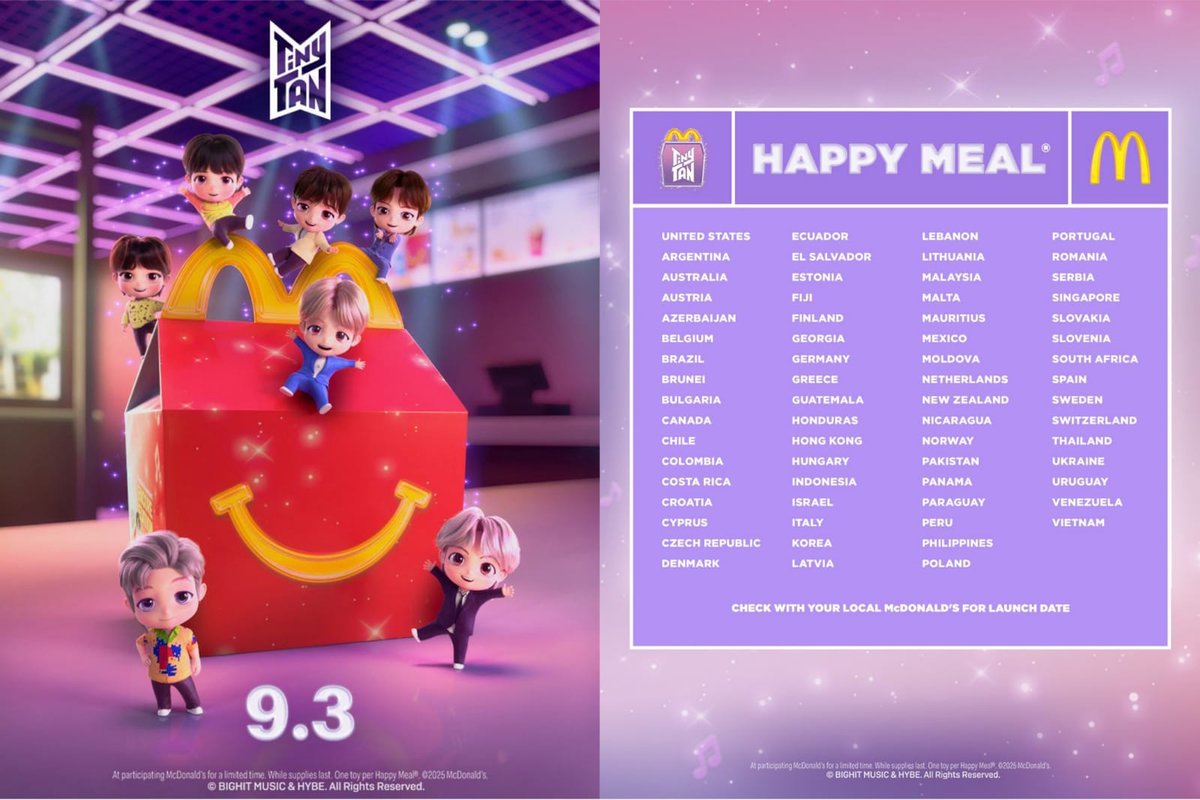 Os bonequinhos estão super fofinhos. 🥹💜

TINYTAN x MCDONALD'S
TINYTAN AND MCDONALD'S IS COMING
#TINYTANxMcDonalds
#TINYTAN_HappyMeal