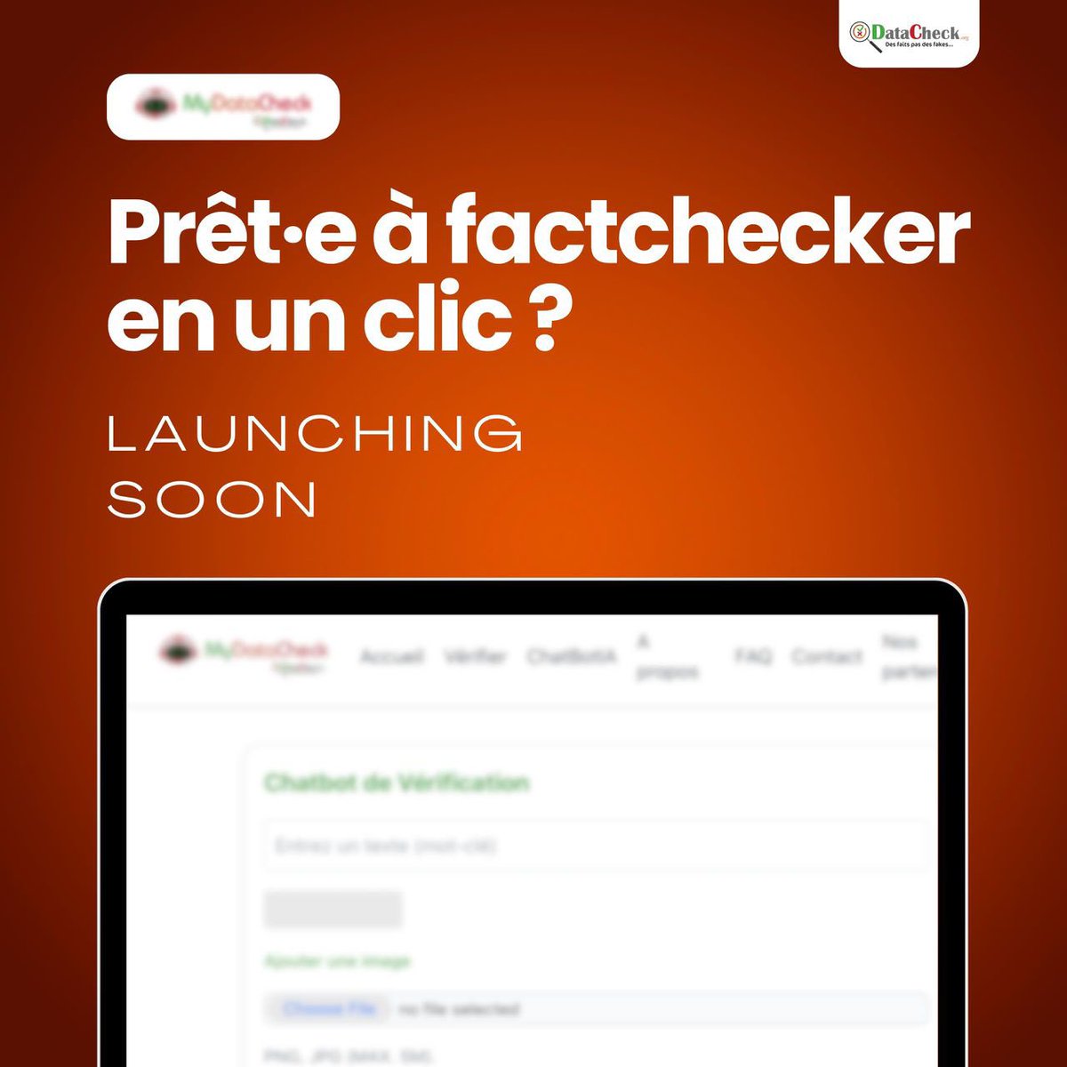 🔎 Une info douteuse ? 

Une image suspecte ?

Bientôt, vous pourrez vérifier en un clic.
Restez connectés, MyDataCheck arrive très bientôt.

#PPII
#launchingsoon
#Elections2025
#présidentielles2025