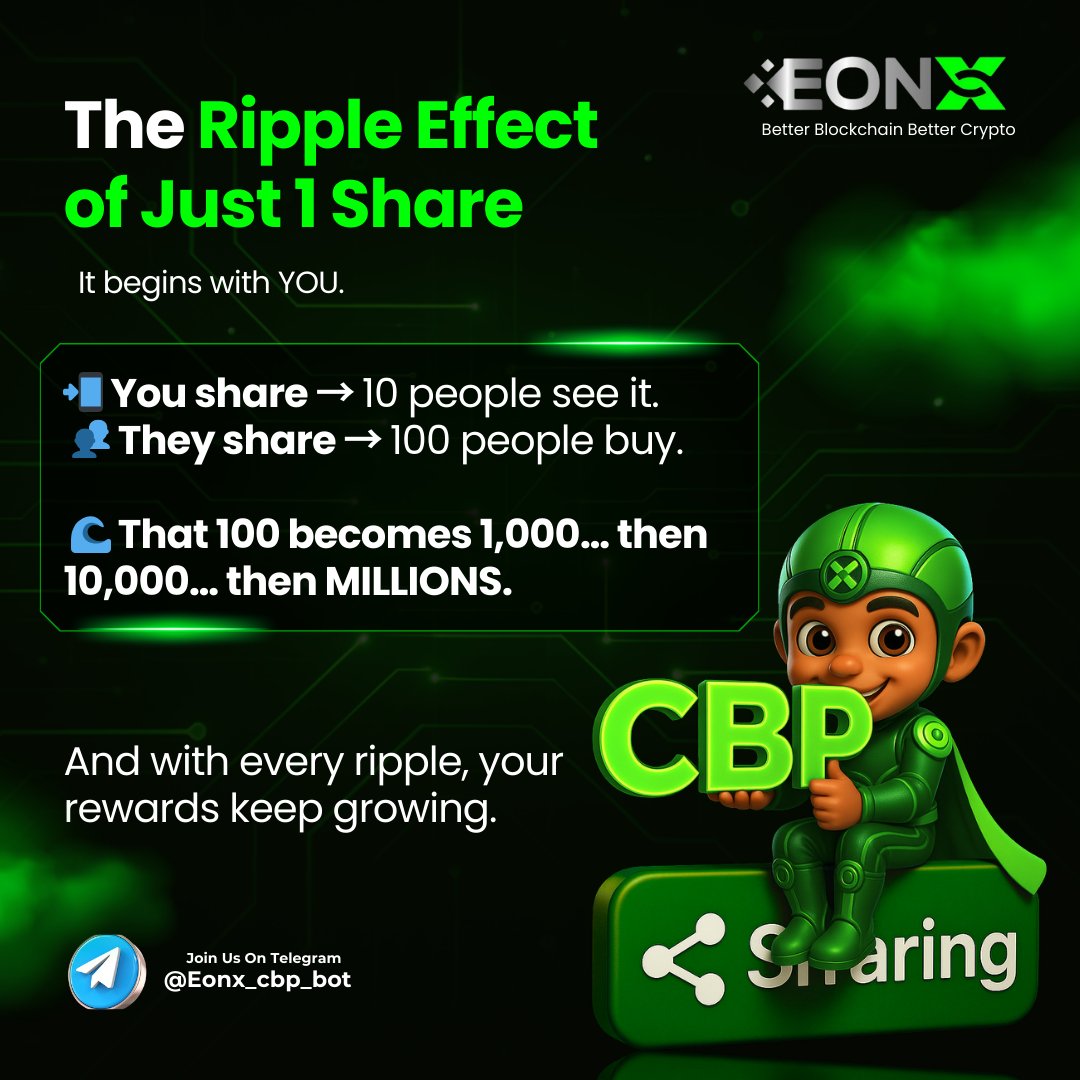 eonx_ai's tweet photo. What if your 1 share today…
…turned into 10,000+ tomorrow? 👀
That’s the ripple effect of CBP. 🌊
💰 Don’t just watch — earn with every share.
.
#EonX #CBP #CryptoLaunch #Blockchain #PassiveIncome #NFT #ViralCrypto #EONXToken https://t.co/CmYiQGawQc