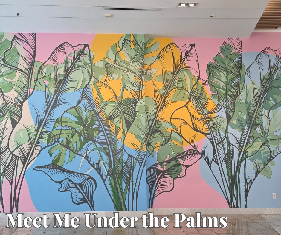 BrowardMall's tweet photo. Palm dreams, pastel skies 💛💚💙 #WallArtGoals #BrowardMall #OrlaAnanda https://t.co/5RDwmpZOgE