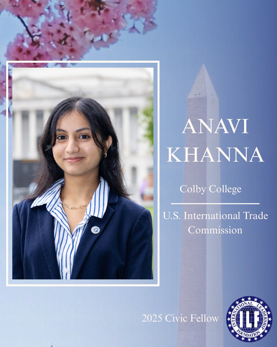 Today, we recognize Anavi Khanna. This summer, Anavi is an intern at U.S. International Trade Commission, Office of Tariff Affairs &amp; Trade Agreements.

Hometown: Pune, India
Junior, <a href="/ColbyCollege/">Colby College</a>
Major: Government &amp; Economics

#AAPIYoungLeaders #ILFCivicFellows #ILFCivicFellow