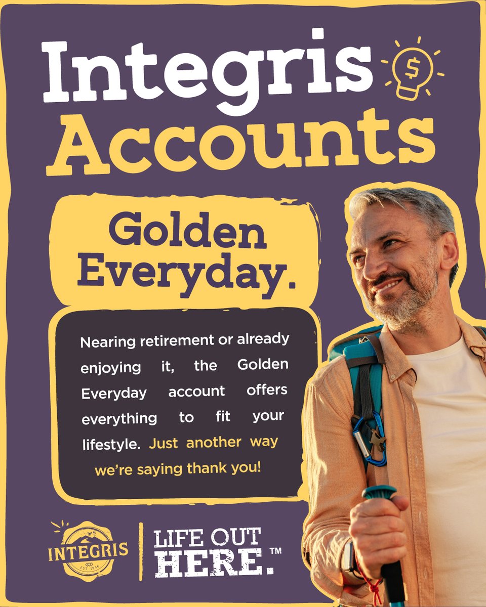 IntegrisCU's tweet image. If you’re 60+, the Golden Everyday account is built for you.
Unlimited debits. Unlimited e-Transfers. No fees.
Just our way of saying thank you.

💬 Talk to us today or visit integriscu.ca 
#GoldenEveryday #IntegrisCU #BankingWithGratitude #SeniorBanking