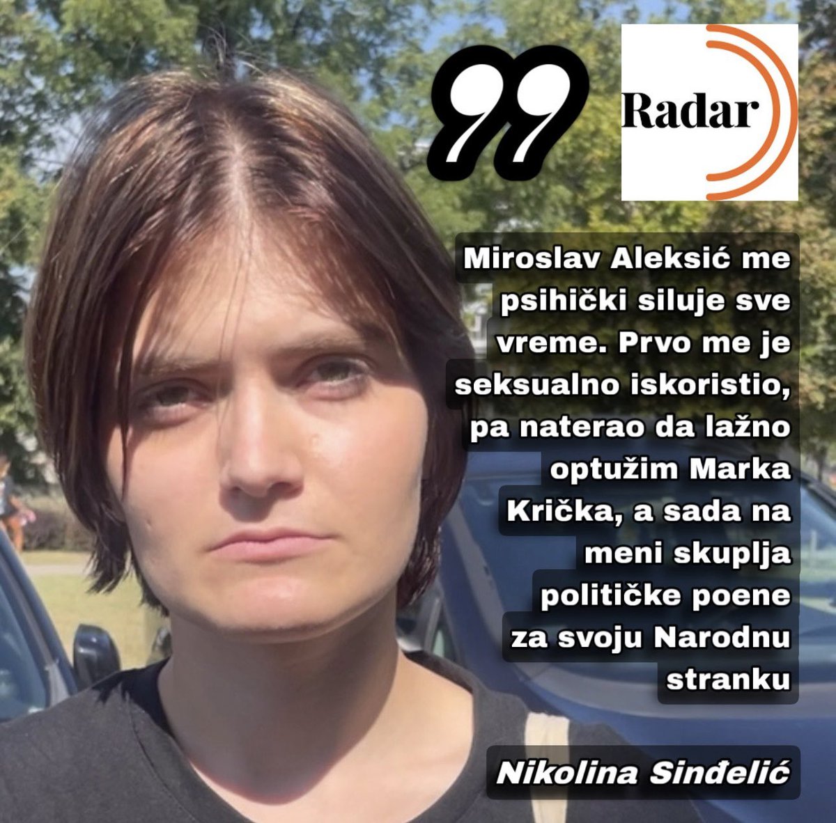 Након низа лажи, коначно искрена исповест Николине Синђелић. И то путем Шолаковог недељника Радар. Важно је отворити душу и не живети у лажи.