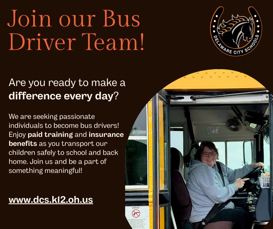 Bus Drivers Needed at Delaware City Schools! Apply at: dcs.k12.oh.us/departments/hu…